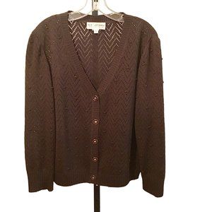 Vintage St John Collection Chevron Brown Cardigan
